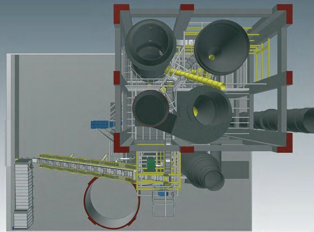 Implantación CAD 3D integrada en el levantamiento de la planta