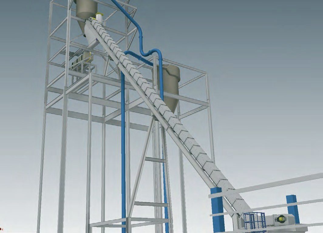 Modelo 3D del transporte y dosificación de la fracción orgánica de RSU a un reactor biológico